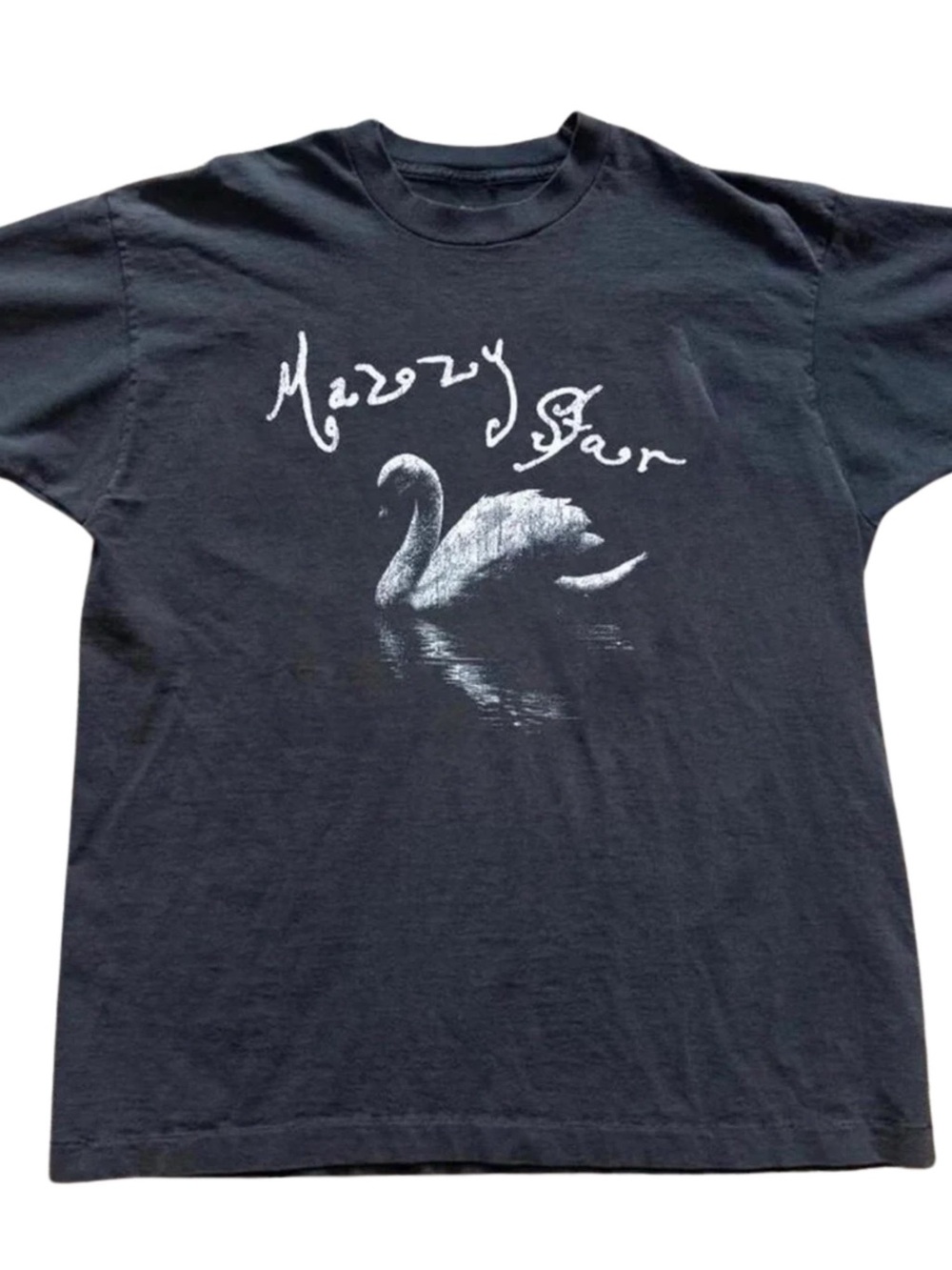 Black Short-Sleeve Tee with White Swan Graphic
